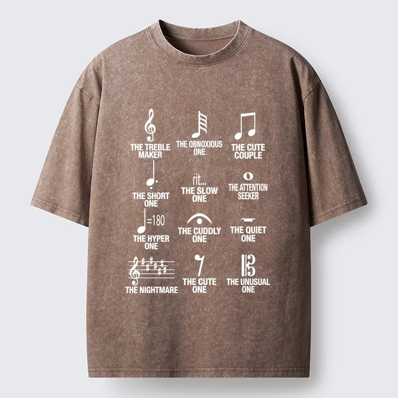 Tokyo-Tiger Musician With Note Types Washed T-Shirt