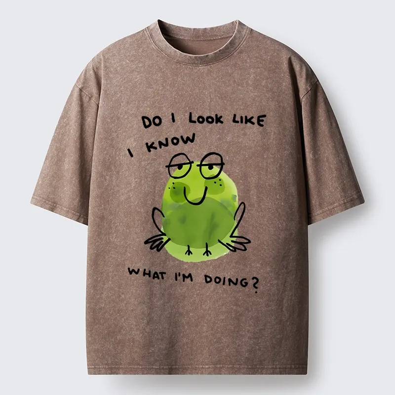 Tokyo-Tiger Little Green Frog Has No Idea What’s Next Washed T-Shirt Sale