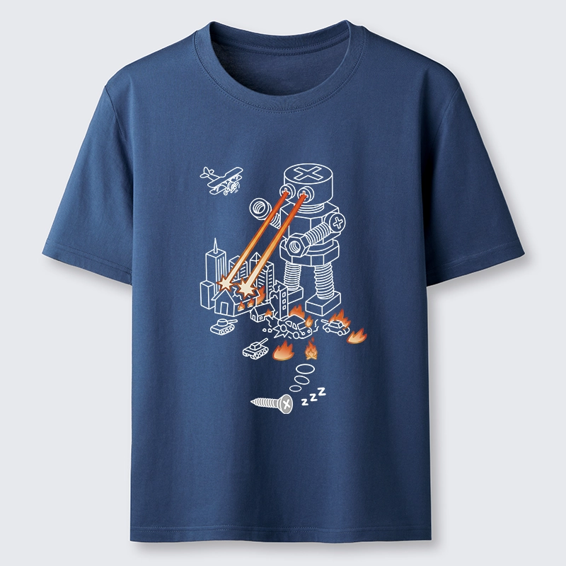 Tokyo-Tiger Funny Screw Robot Destroying City Classic T-Shirt