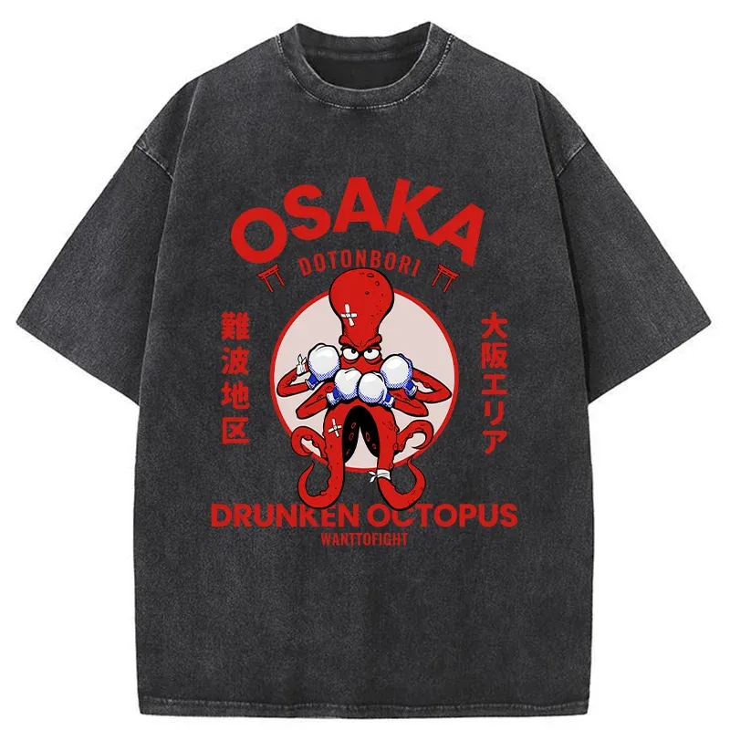 Tokyo-Tiger Osaka Octopus Monster Washed T-Shirt