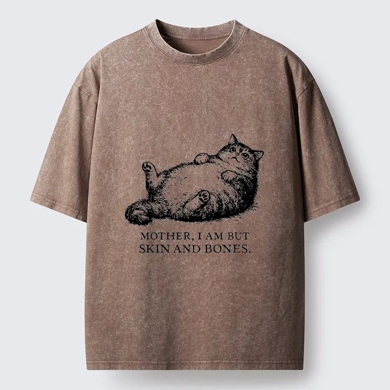 Tokyo-Tiger Chonky Cat Begging For Food Washed T-Shirt
