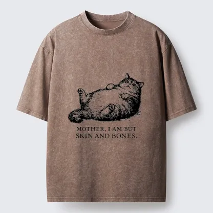 Tokyo-Tiger Chonky Cat Begging For Food Washed T-Shirt