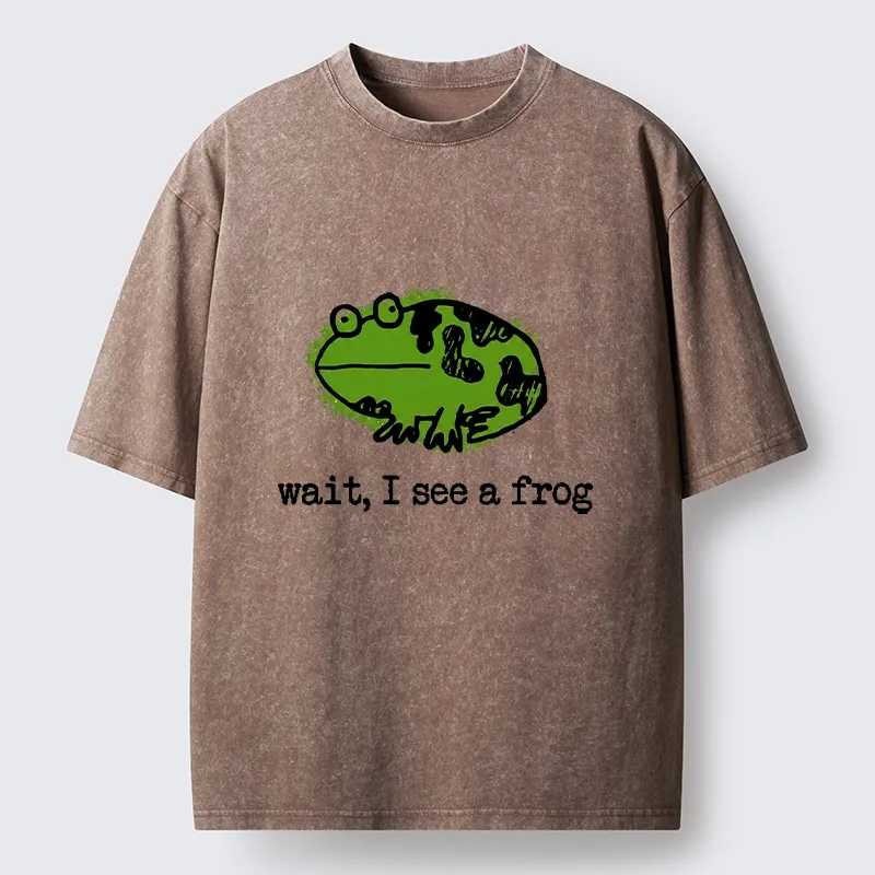 Tokyo-Tiger Silly Frog Doodle Art Washed T-Shirt