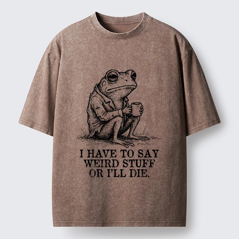 Tokyo-Tiger Frog In Suit Drinking Coffee Washed T-Shirt