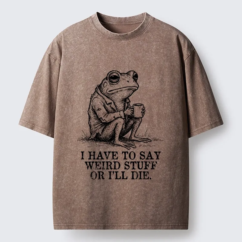 Tokyo-Tiger Frog In Suit Drinking Coffee Washed T-Shirt