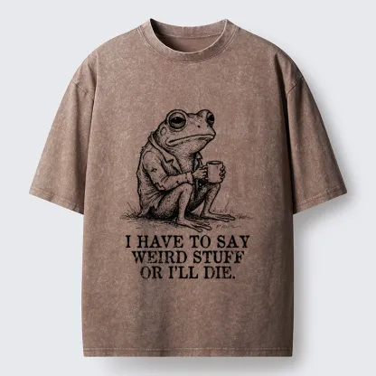 Tokyo-Tiger Frog In Suit Drinking Coffee Washed T-Shirt