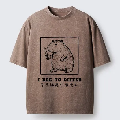 Tokyo-Tiger Sassy Capybara Holding A Blade Washed T-Shirt