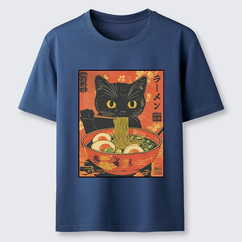 Tokyo-Tiger Hungry Black Cat Loves Ramen Classic T-Shirt