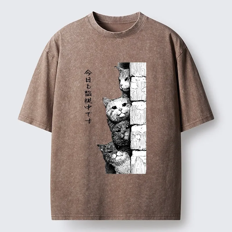Tokyo-Tiger Cats Are Watching You Always Washed T-Shirt