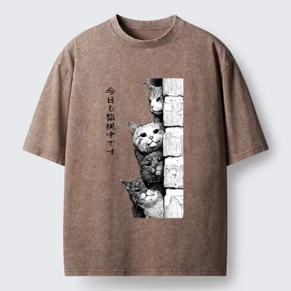 Tokyo-Tiger Cats Are Watching You Always Washed T-Shirt