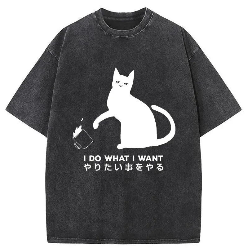 Tokyo-Tiger Tsundere Cat Japan Washed T-Shirt
