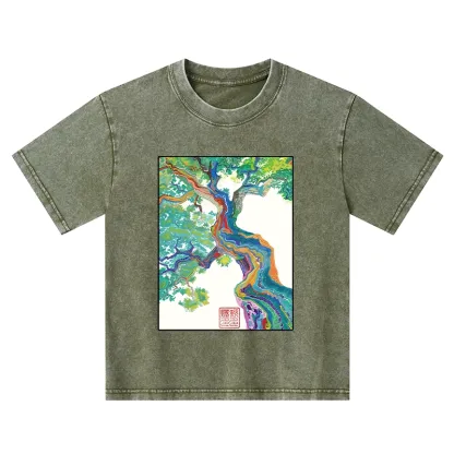 Tokyo-Tiger Colorful Magic Tree Kids Washed T-Shirt