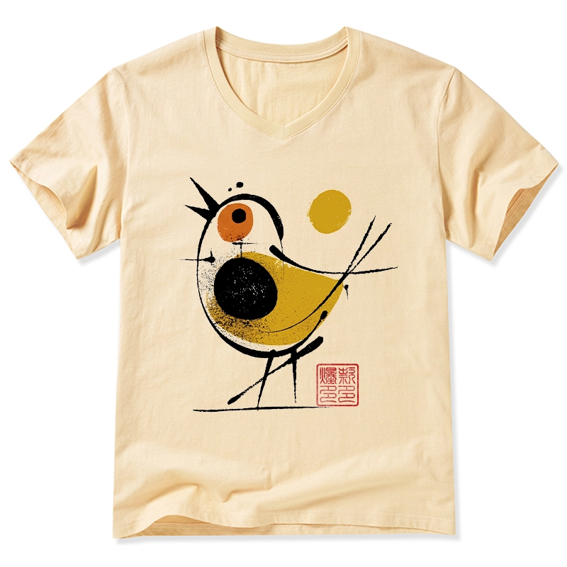 Tokyo-Tiger Aesthetic Yellow And Black Bird V-Neck Classic T-Shirt