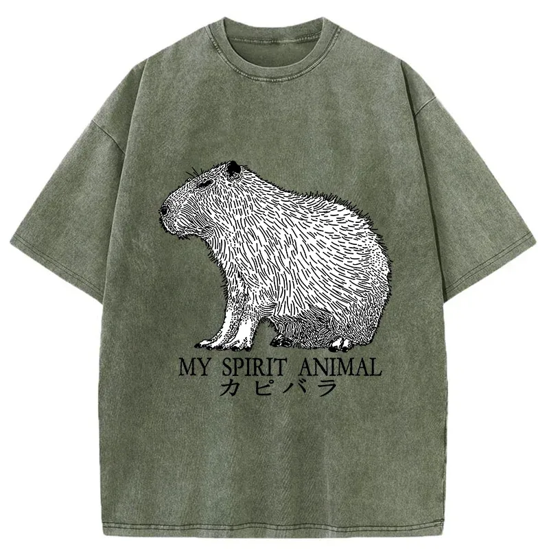 Tokyo-Tiger Capybara Spirit Washed T-Shirt