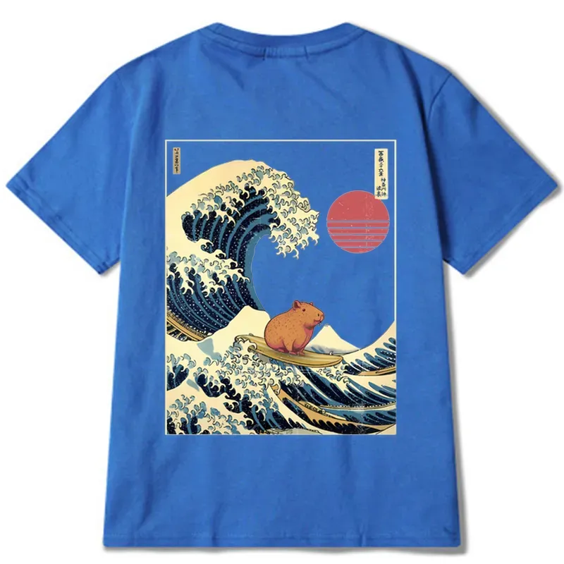 Tokyo-Tiger Capybara Surfing Back Classic T-Shirt