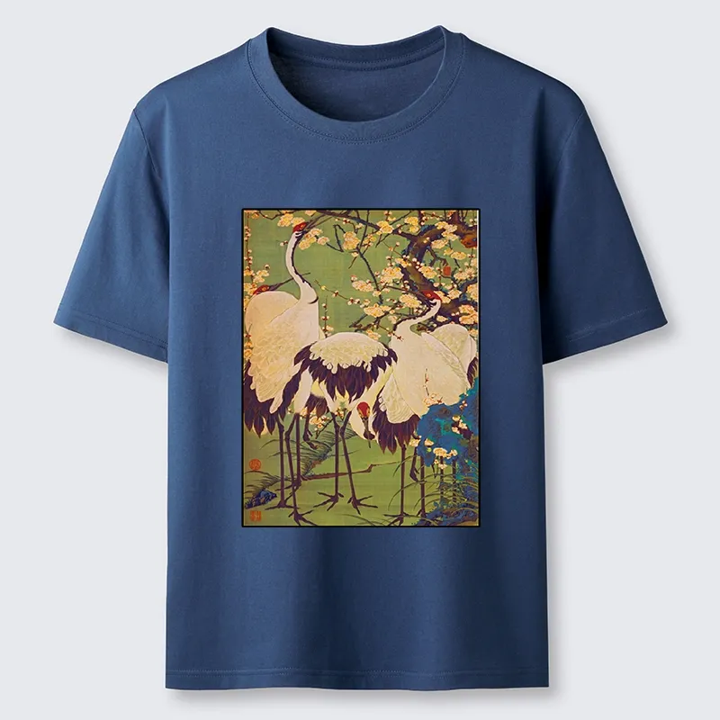 Tokyo-Tiger Three Cranes In Sakura Garden Classic T-Shirt