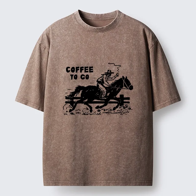 Tokyo-Tiger Cowboy With Coffee To Go Washed T-Shirt