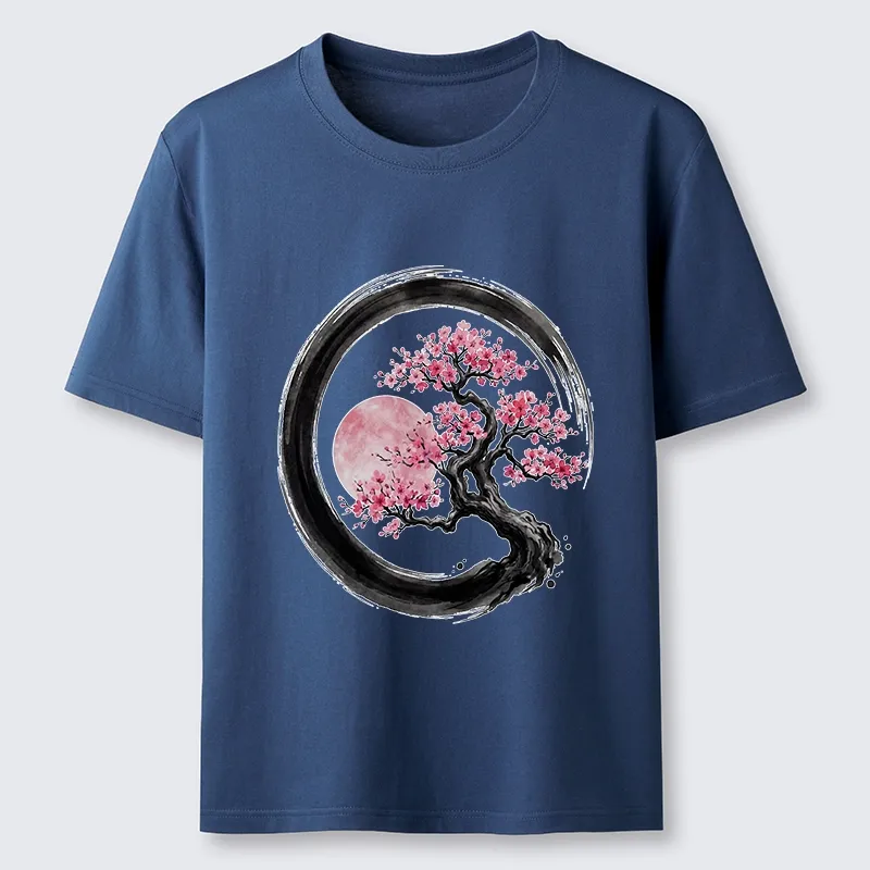Tokyo-Tiger Zen Sakura Tree With Pink Moon Classic T-Shirt