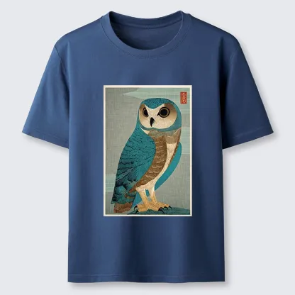 Tokyo-Tiger Vintage Owl Woodblock Art Classic T-Shirt