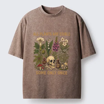 Tokyo-Tiger Edible Plants Some Only Once Joke Washed T-Shirt