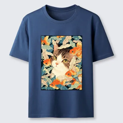 Tokyo-Tiger Cat Surrounded By Goldfish Classic T-Shirt