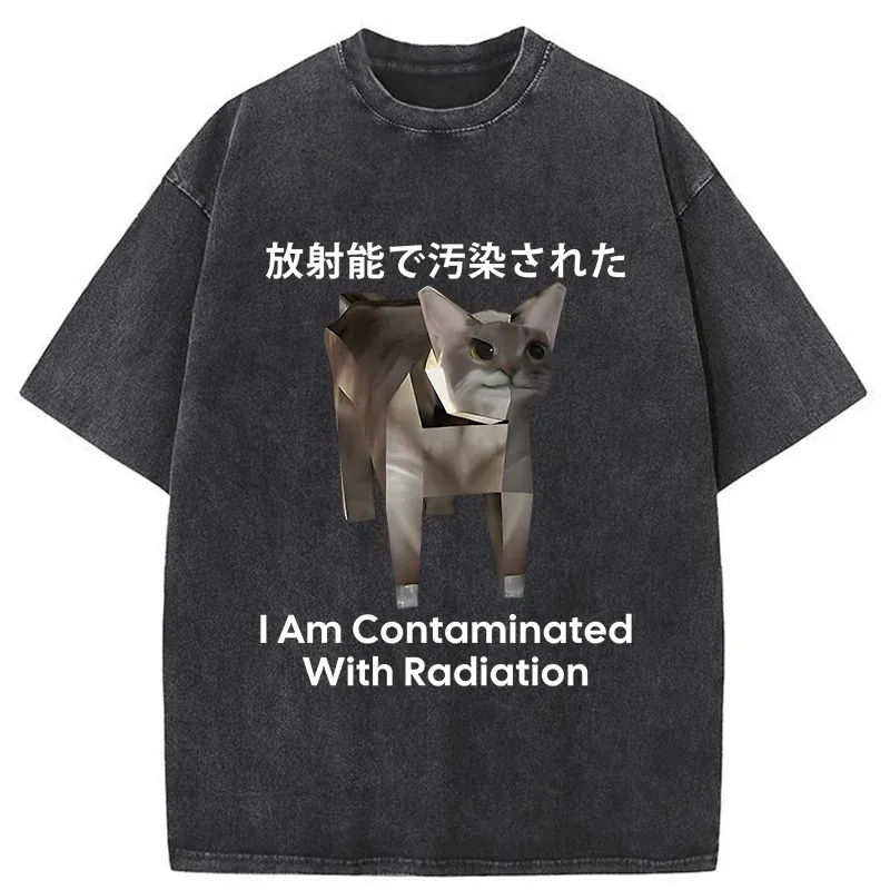 Tokyo-Tiger Nuclear Contaminated Cat Funny Washed T-Shirt