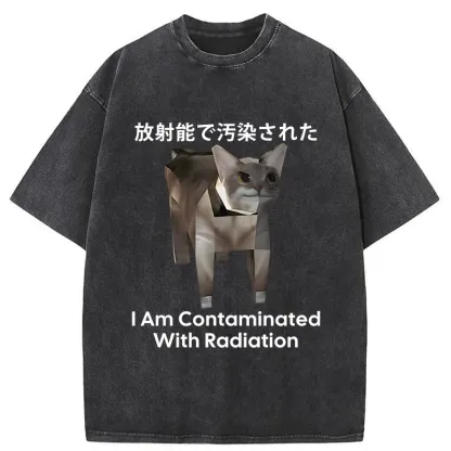 Tokyo-Tiger Nuclear Contaminated Cat Funny Washed T-Shirt