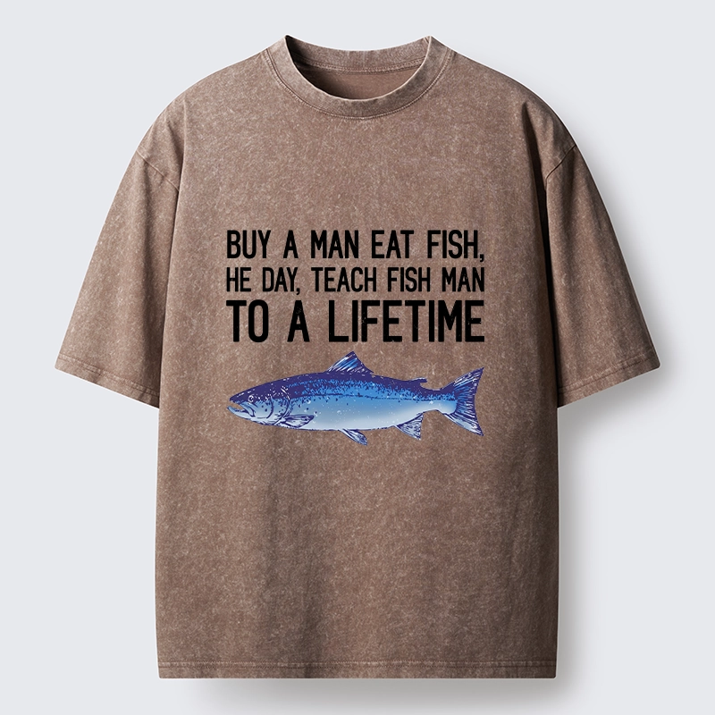 Tokyo-Tiger Sarcastic Fish Proverb Meme With Salmon Washed T-Shirt