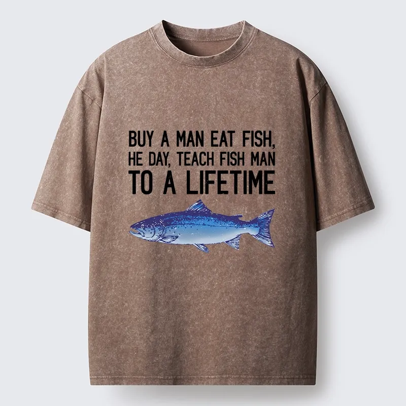 Tokyo-Tiger Sarcastic Fish Proverb Meme With Salmon Washed T-Shirt