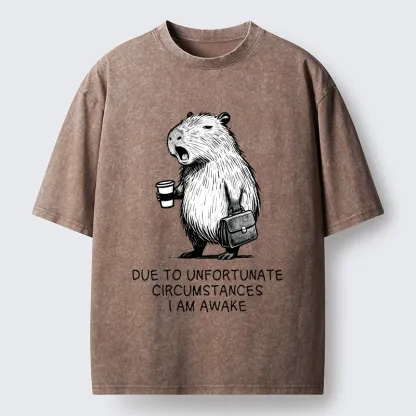 Tokyo-Tiger Capybara Is Awake Against Its Will Washed T-Shirt