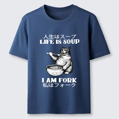 Tokyo-Tiger Cat Eating Soup With A Fork Classic T-Shirt