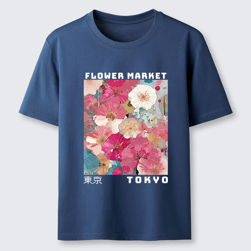 Tokyo-Tiger Market Colorful Floral Art Classic T-Shirt