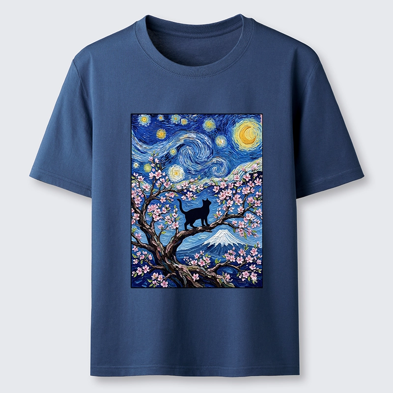 Tokyo-Tiger Van Gogh Style Cat With Mount Fuji Classic T-Shirt