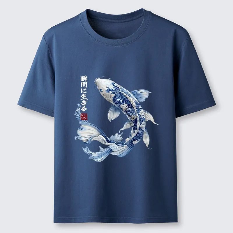 Tokyo-Tiger Blue And White Koi Fish Japanese Art Print Classic T-Shirt