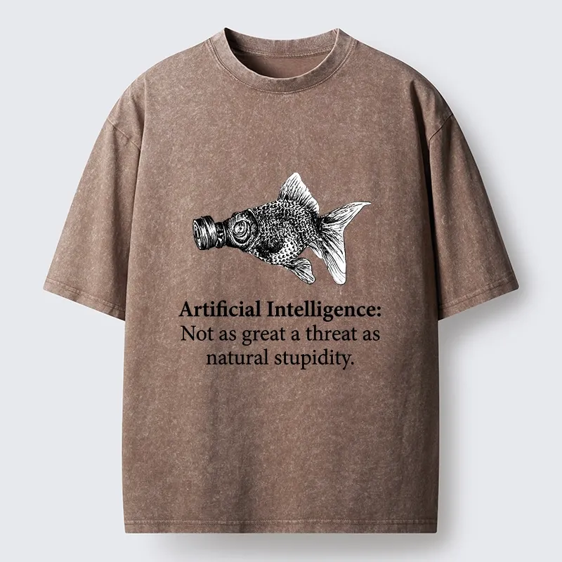 Tokyo-Tiger Natural Stupidity Beats AI Every Time Washed T-Shirt