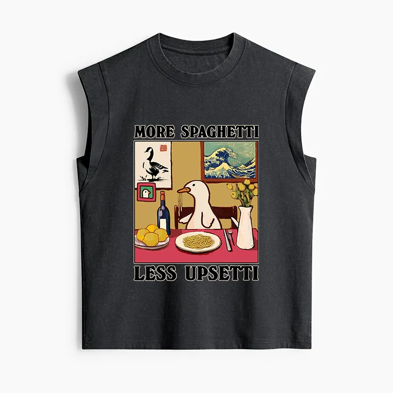 Tokyo-Tiger More Spaghetti Less Upsetti Goose Women's Washed Tank Tops