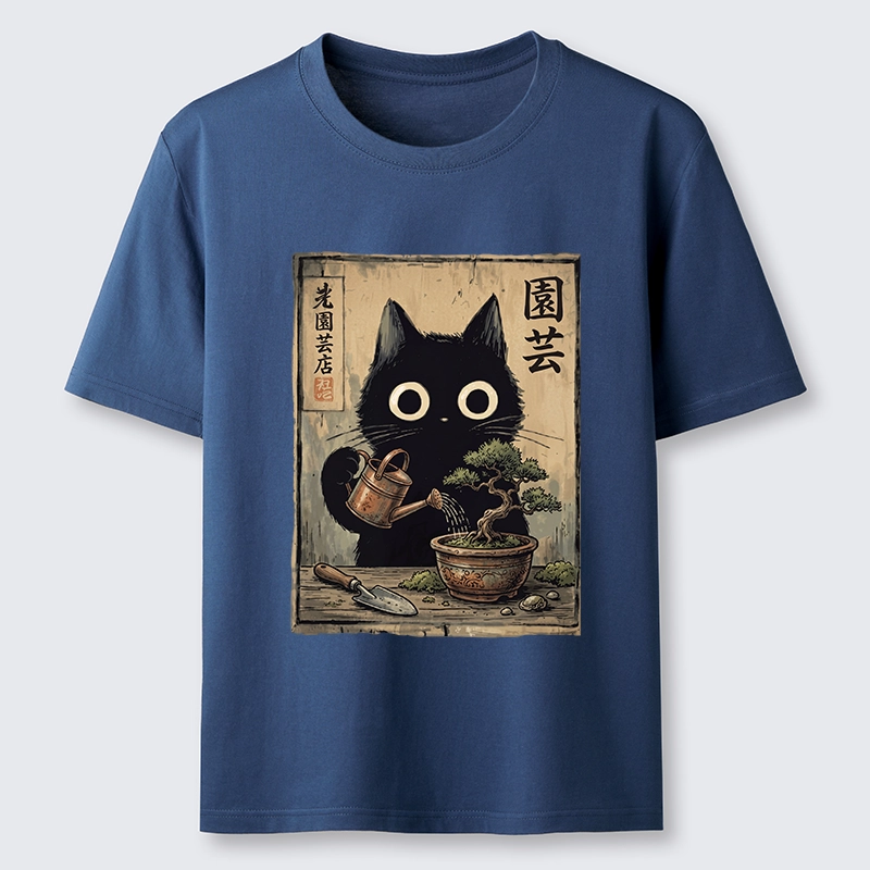 Tokyo-Tiger Black Cat Watering Bonsai Tree Classic T-Shirt