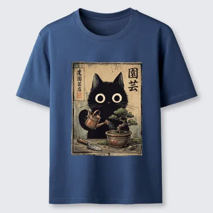 Tokyo-Tiger Black Cat Watering Bonsai Tree Classic T-Shirt