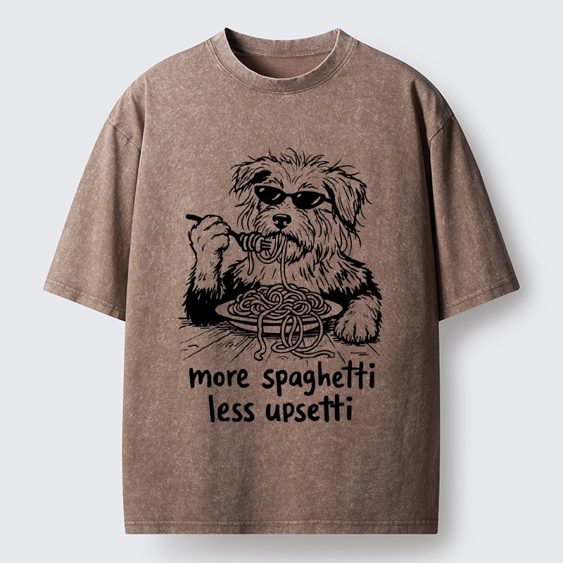 Tokyo-Tiger Cool Dog Eating Spaghetti Like A Boss Washed T-Shirt