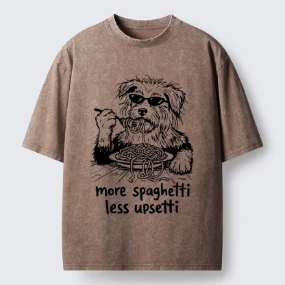Tokyo-Tiger Cool Dog Eating Spaghetti Like A Boss Washed T-Shirt