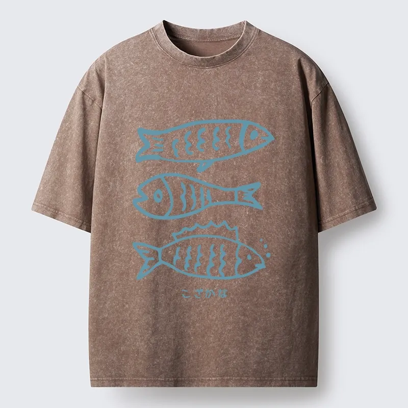 Tokyo-Tiger Three Simple Fish Swimming In The Sea Washed T-Shirt
