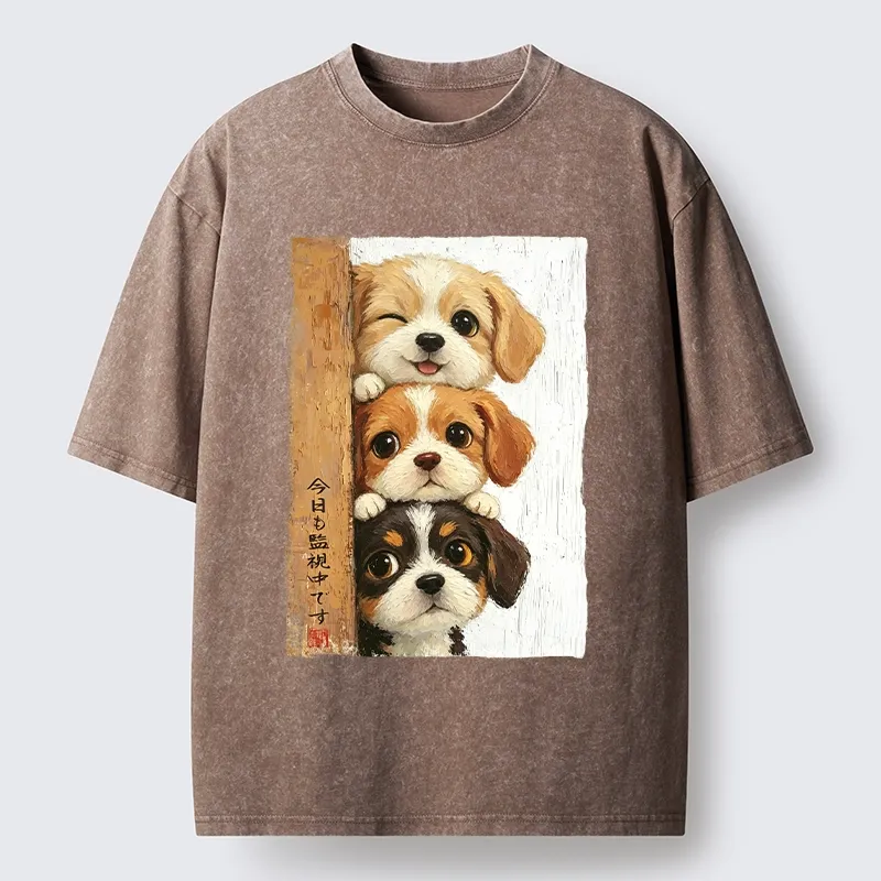 Tokyo-Tiger Dog Squad Watching You Washed T-Shirt