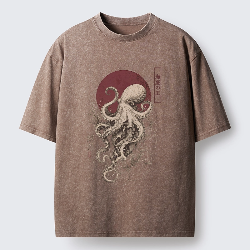 Tokyo-Tiger Deep Sea King Octopus Washed T-Shirt