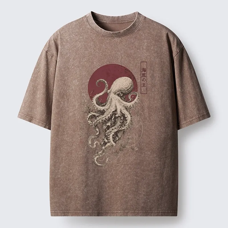 Tokyo-Tiger Deep Sea King Octopus Washed T-Shirt