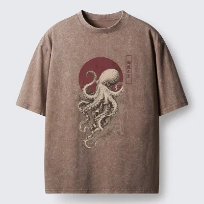 Tokyo-Tiger Deep Sea King Octopus Washed T-Shirt