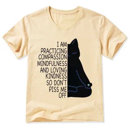 Tokyo-Tiger Calm Black Cat With Anger Issues V-Neck Classic T-Shirt