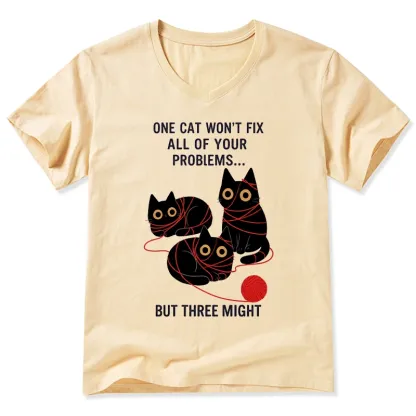 Tokyo-Tiger Three Cats Fix All Problems V-Neck Classic T-Shirt