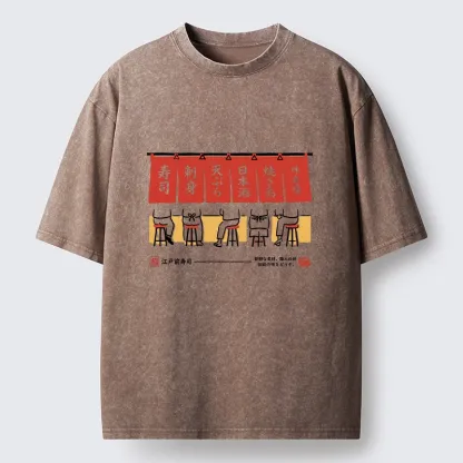 Tokyo-Tiger Edomae Sushi Night Vibes Washed T-Shirt