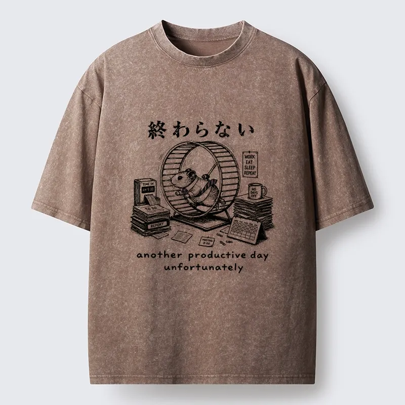 Tokyo-Tiger The Never Ending Work Hamster Washed T-Shirt