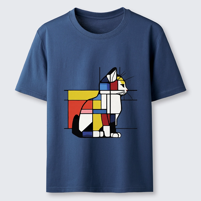 Tokyo-Tiger Geometric Cat Art In Primary Colors Classic T-Shirt